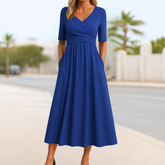 Monique | Robe croisée à manches courtes