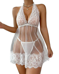 Isola™ | Nuisette à Col Halter en Dentelle avec String