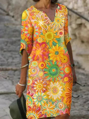 Nira | Robe midi à fleurs vibrantes