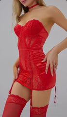 Megan™ | Babydoll en Satin avec Détails en Dentelle