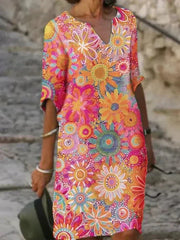 Nira | Robe midi à fleurs vibrantes