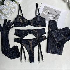 Amanda™ | Ensemble de lingerie tie-dye complet en 5 pièces