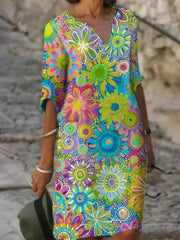 Nira | Robe midi à fleurs vibrantes