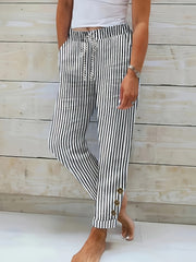 Raquelle - Pantalon Rayé Décontracté