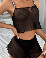 Manon™ | Débardeur en maille transparent & Ensemble de pyjama court